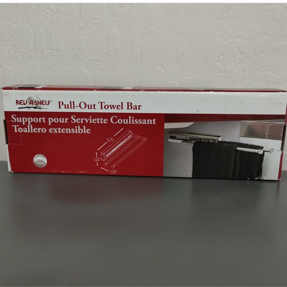 Rev-A-Shelf Pull-Out Towel Bar Chrome Side Mount Sliding Rack 12-7/8 inch - Picture 2 of 7